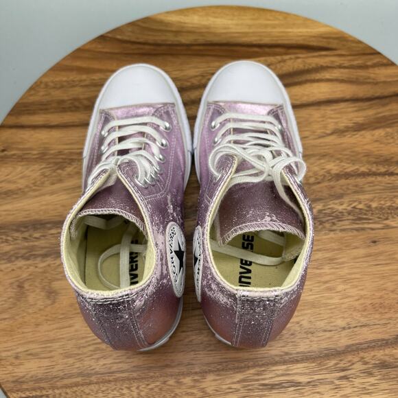 Converse CTAS Lux Mid Womens Size 7 Barely Fuchsia Metallic Hidden Wedge Sneaker - Picture 5 of 8